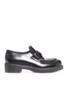 Prada Moccasins In Brushed Leather In Black