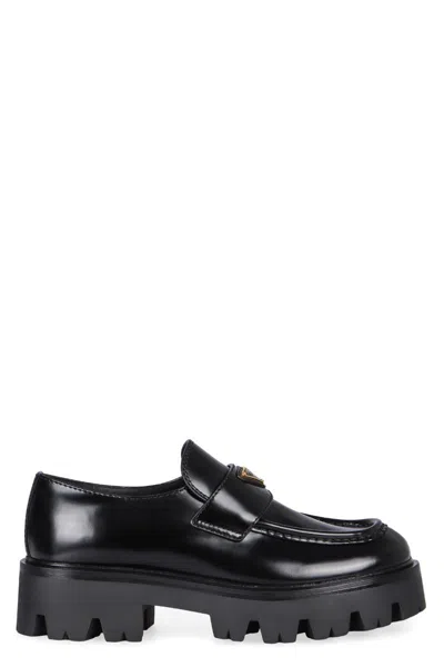 Prada Moccasins In Suede In Black