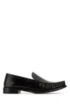Prada Patent Finish Loafers With Logo Plaque In Black