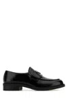 Prada Black Brushed Calf Leather Loafers In Black