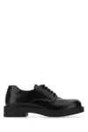 Prada Brushed Leather Lace-up Shoes In Black