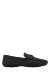 Prada Leather Loafers With Round Toe And Rubber Sole In Black