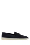 Prada Blue Calf Flat Shoes In Black