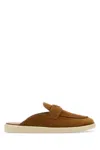 Prada Womens Brown Brand-plaque Suede Mules Eur 40.5 / 7.5 Uk In Brown