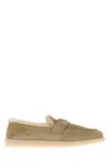 Prada Logo Plaque Slip-on Loafers In Brown