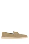 Prada Sand Suede Loafers In Brown