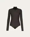 Prada Mock-neck Jersey Bodysuit In Nero