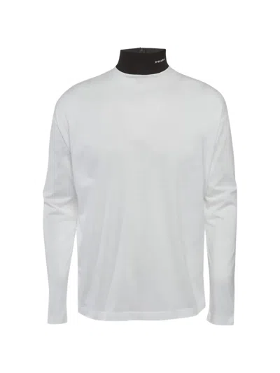 Pre-owned Prada Mock-neck Long-sleeve T-shirt In White