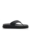 Prada Triangle Logo Rubber Thong Sandals In Black