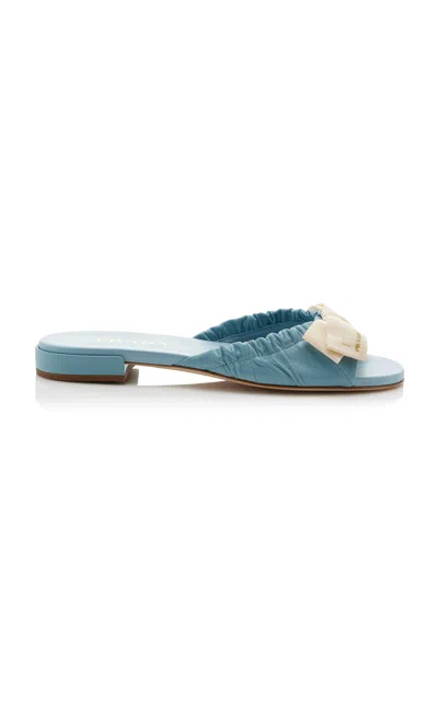 PRADA PRADA GROSGRAIN-TRIMMED LEATHER SANDALS