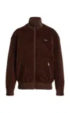 Prada Virgin Wool Bomber With Mini Logo In Brown