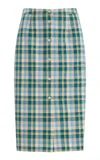 Prada Ottanio Pencil Skirt With Check Pattern In Blue