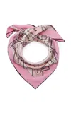 Prada Printed Twill Scarf Lightweight Rectangular Design In Pink