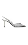 Prada Silver Slingback Pumps In Silver