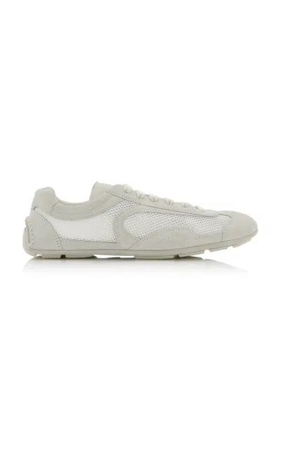 Prada Montecarlo Re-edition 2005 Suede And Mesh Sneakers In White