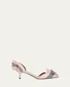 Prada Heel Pumps With Geometric Accents And Strappy Design In Pink