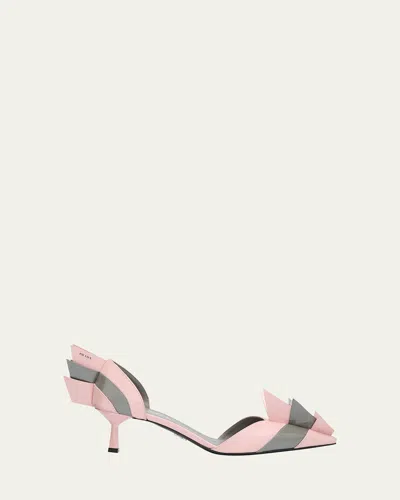 PRADA MODELLERIE D'ORSAY SPIKE BICOLOR LEATHER PUMPS