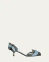 Prada Leather Pumps With Two-tone Strappy Design In Antracite Astrale