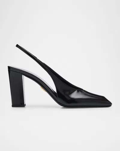 Prada Modellerie Square Toe Slingback Pump In Nero