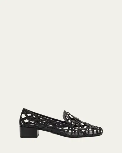 Prada Modellerie Napa Leather Cutout Pumps In Black
