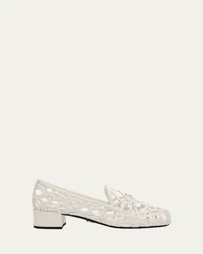 Prada Modellerie Napa Leather Cutout Pumps In White