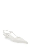 Prada Modellerie Pointed Toe Kitten Heel Pump In White