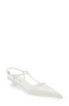 Prada Leather T-strap Ballerina Pumps In White