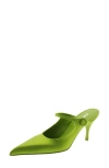 Prada Satin Mary Jane Mules In Fern