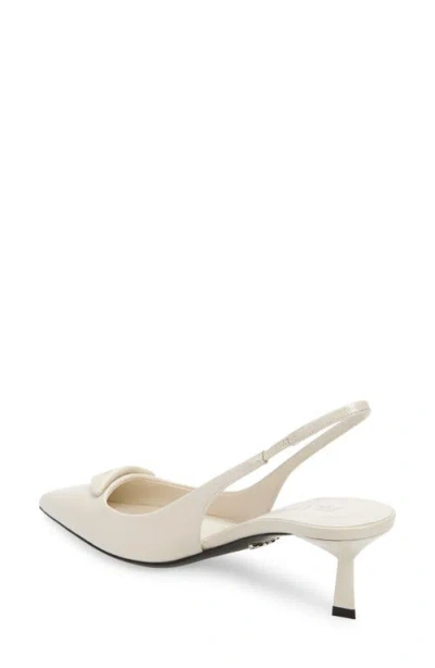 Prada Modellerie Pointed Toe Slingback Pump In Avorio