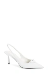 Prada Spazzolato 75 Leather Slingback Pumps In Bianco