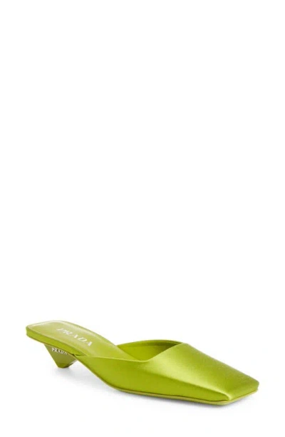 Prada Modellerie Satin Mule In Fern