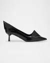 Prada Modellerie Spiked Leather Pumps In Nero