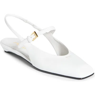 Prada Modellerie Square Toe Slingback In Bianco
