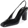 Prada Block Heel Patent Finish Pointed Toe Ballerina Shoes