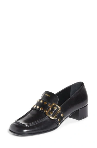 Prada Modellerie Stud Loafer Pump In Nero