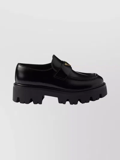 Prada Modern Loafers With Chunky Sole Design In Black