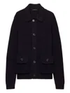 Prada Wool Cardigan In Blue