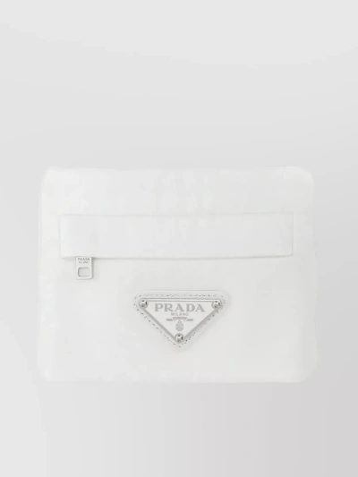 Prada Modern Wool Blend Wallet In White