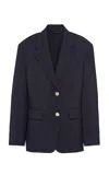 Prada Wool Blazer With Long Sleeves And Flap Pockets In Blue