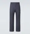 Prada Wide Aviator Blue Mohair And Silk Trousers In Blue
