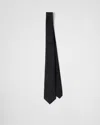 Prada Triangle-motif Wool Tie In Black