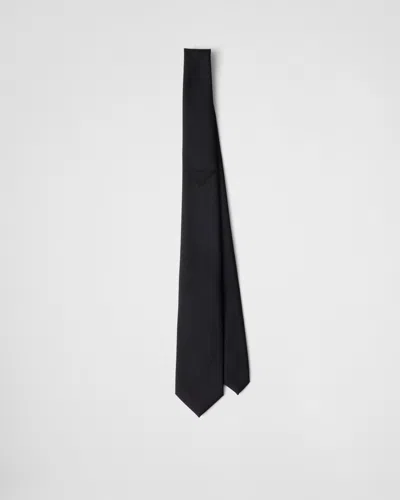Prada Mohair And Silk Tie In Black
