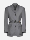 PRADA MOHAIR AND WOOL BELTED BLAZER