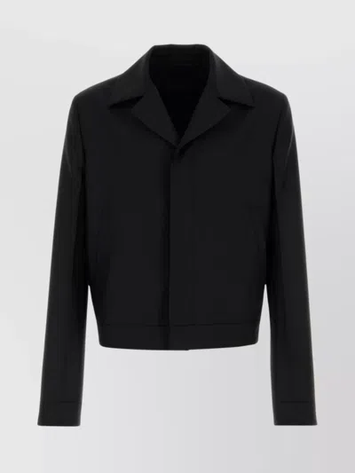 Prada Mohair Blend Blazer Single-breasted Notch Lapel In Black