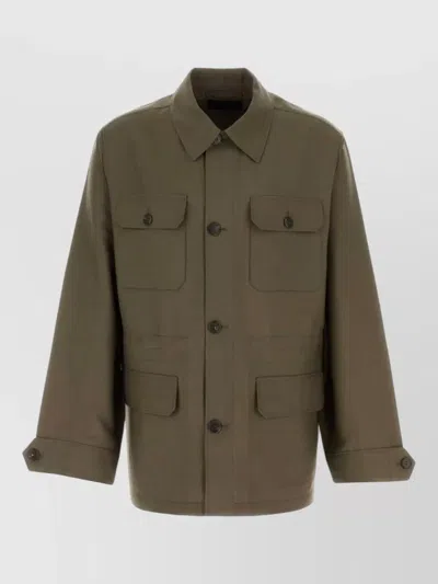 Prada Mohair Blend Jacket Long Sleeves Point Collar In Multi