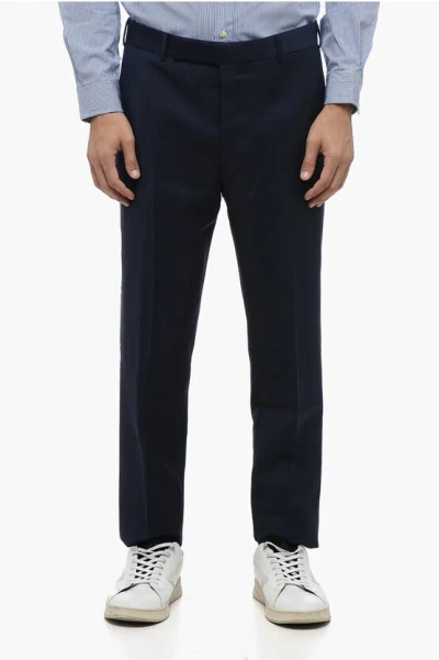 Prada Mohair Blend Pants With Concealed Closure In Blue