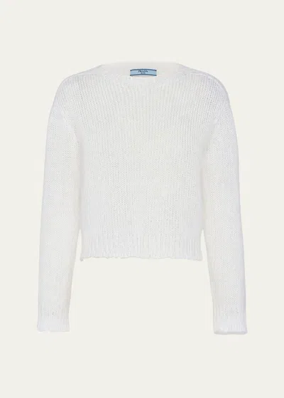 Prada Cotton Crew-neck Sweater In White