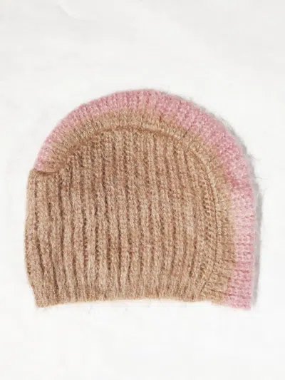 Pre-owned Prada Mohair Mohawk Beanie Hat Fw 2007 In Camel/pink