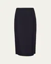 Prada Mohair Pencil Midi Skirt In Bleu