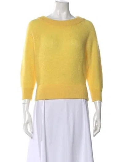 Pre-owned Prada Mohair Scoop Neck Sweater In Yellow